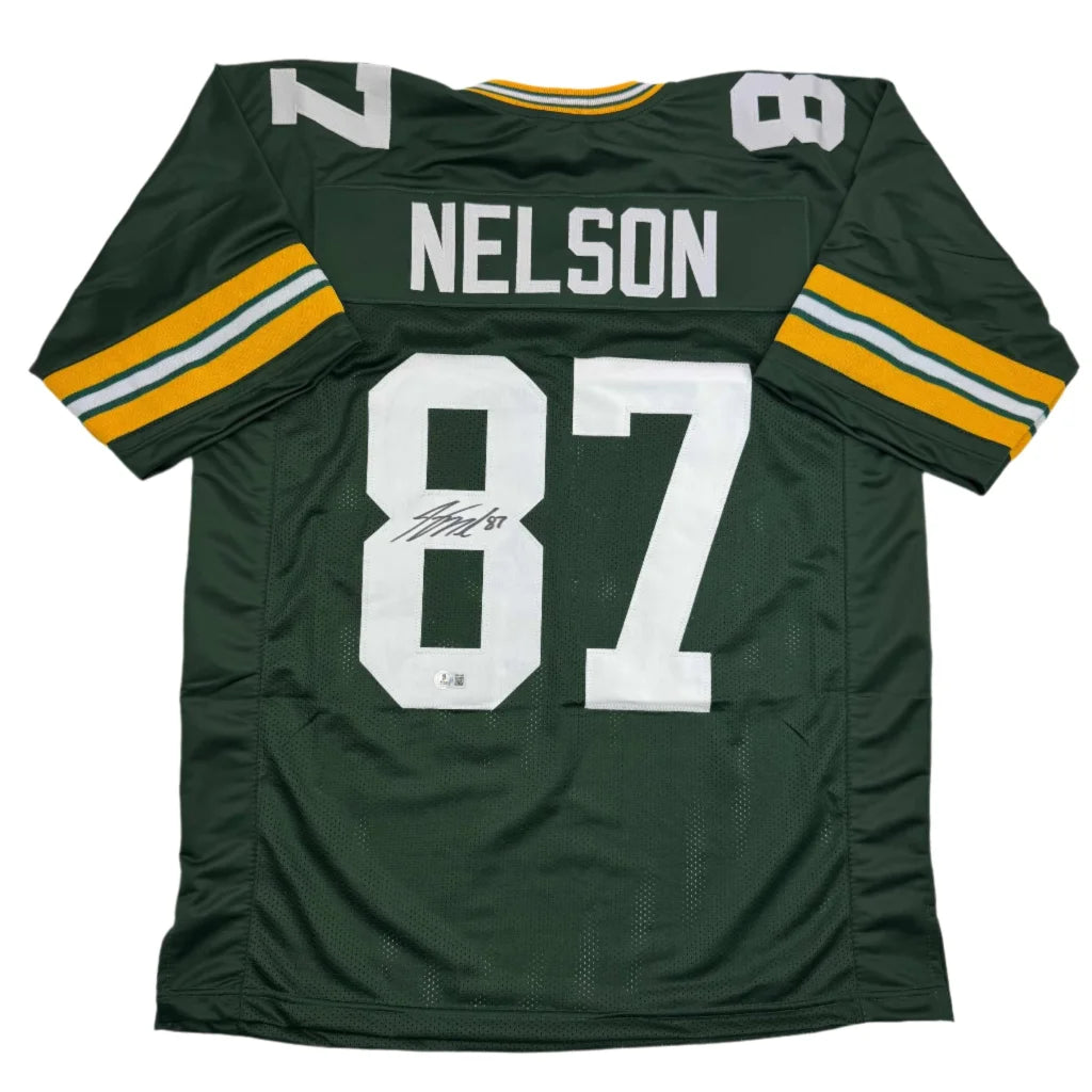 Autographed Jordy Nelson Green Bay Packers green jersey back, name Nelson 87, JSA COA