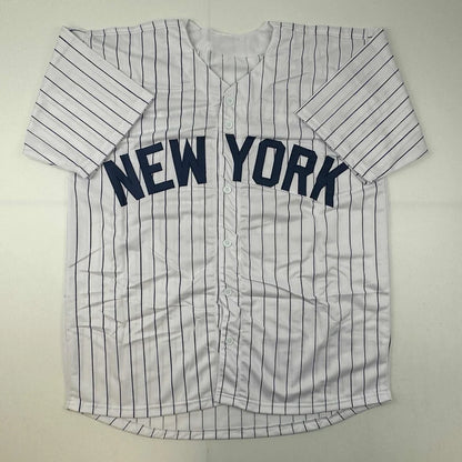 Autographed Jorge Posada New York Pinstripe Baseball Jersey Beckett BAS COA | Authenticated Signed Sports Jersey | vintageantiquesgifts.com