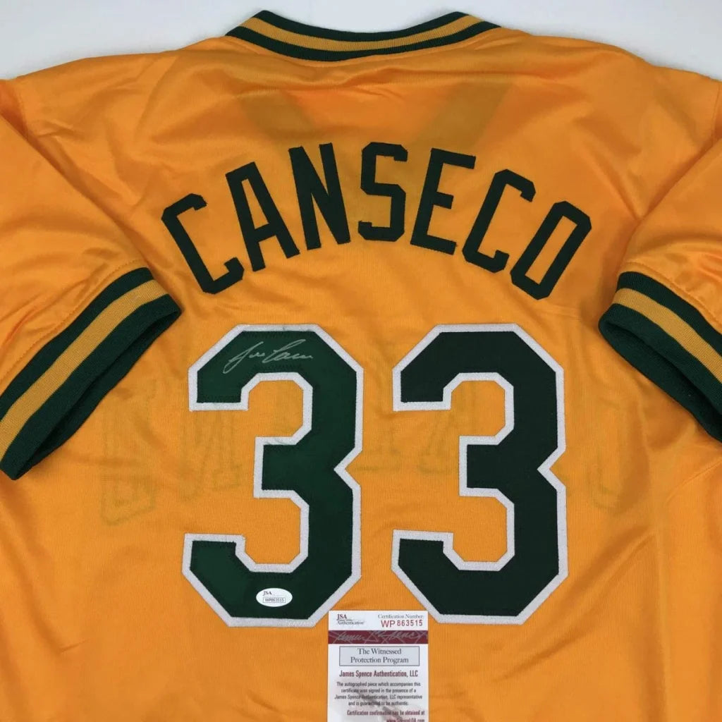 Autographed Jose Canseco custom jersey, Oakland pro sports league, number 33