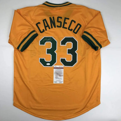 Autographed Jose Canseco orange custom jersey with Canseco 33, JSA COA