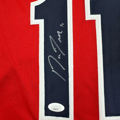 Autographed Jose Ramirez Cleveland red custom jersey with number 11 signature, JSA COA