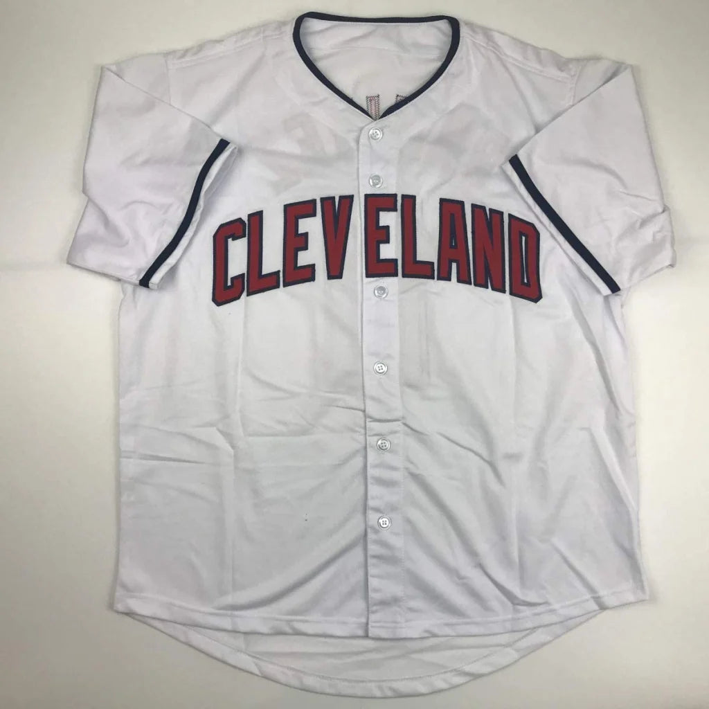Autographed Jose Ramirez Cleveland white custom jersey, JSA COA