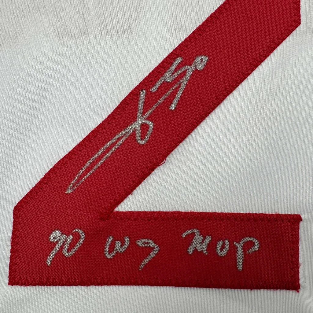 Autographed Jose Rijo 90 WS MVP custom jersey patch, red embroidered 4 with silver thread