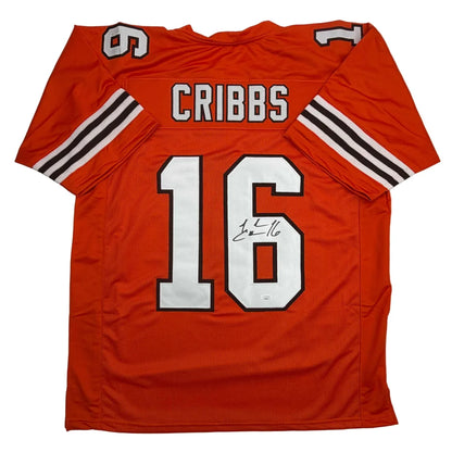 Autographed Josh Cribbs orange Cleveland custom jersey with name and number 16