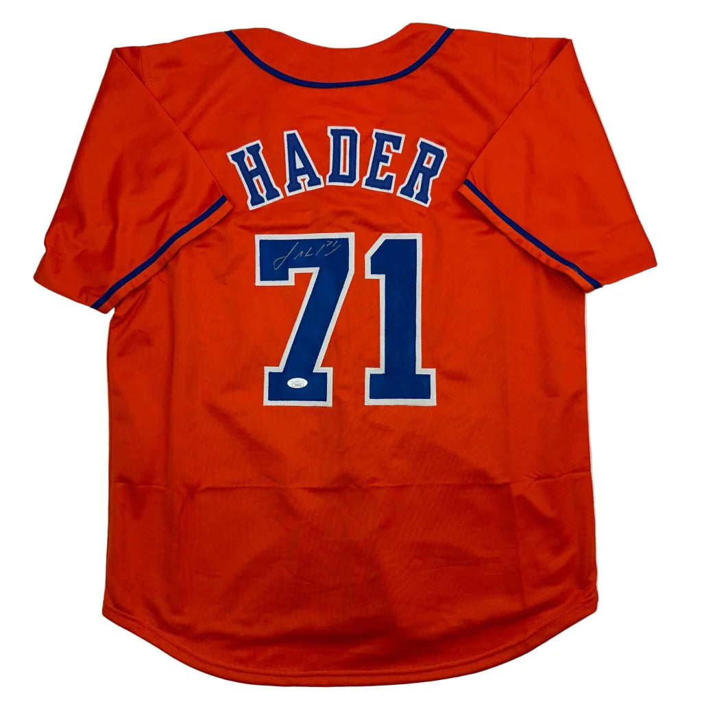Autographed Josh Hader Houston Orange Baseball Jersey JSA COA | Hall of Fame Sports Memorabilia | vintageantiquesgifts.com