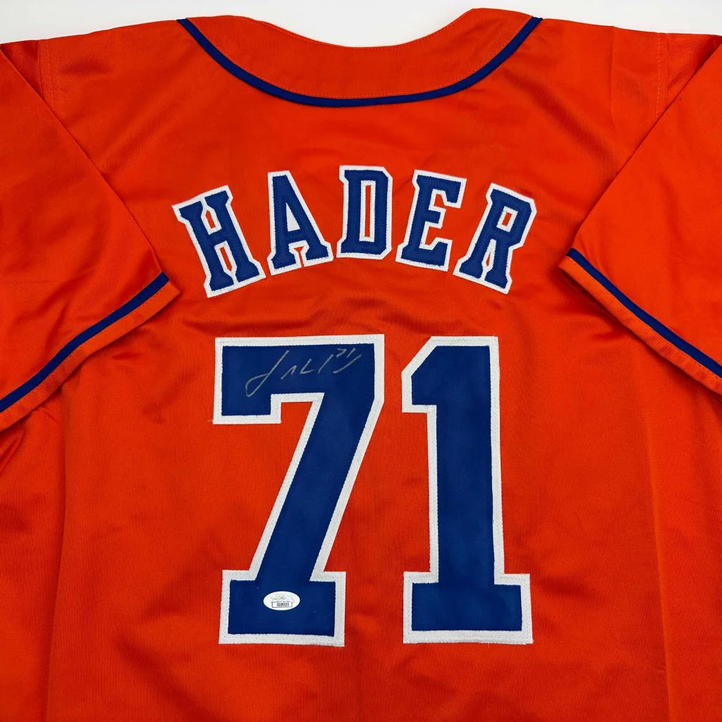 Autographed Josh Hader Houston Orange Baseball Jersey JSA COA | Certified Authentic Signed Memorabilia | vintageantiquesgifts.com