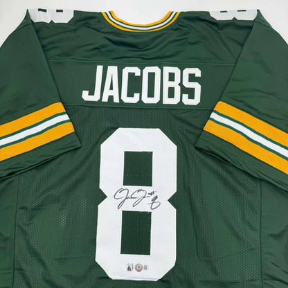 Autographed Josh Jacobs Green Bay Packers custom jersey, number 8
