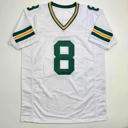 Autographed Josh Jacobs custom Green Bay white jersey number 8