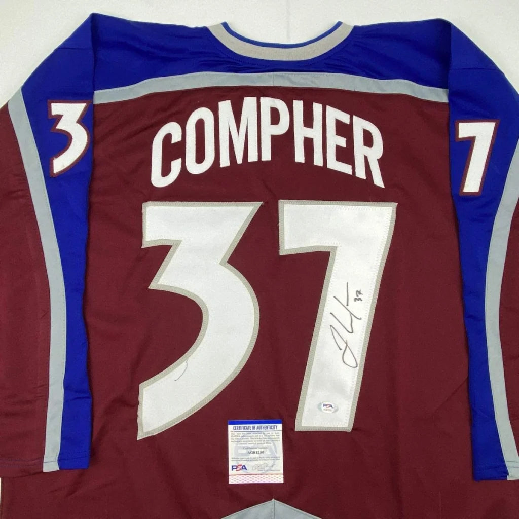 Autographed JT J.T. Compher Colorado Maroon Hockey Jersey PSA/DNA COA | Certified Authentic Signed Memorabilia | vintageantiquesgifts.com