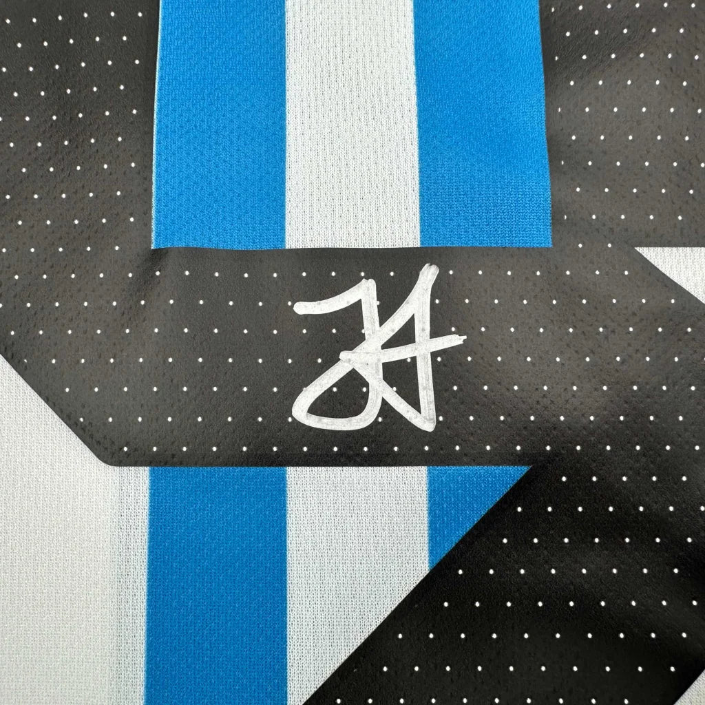 Autographed/Signed Julian Alvarez Argentina Blue/White Soccer World Cup Jersey Beckett BAS COA