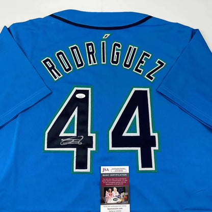 Autographed Julio Rodriguez custom jersey in light blue, Seattle Mariners, JSA COA