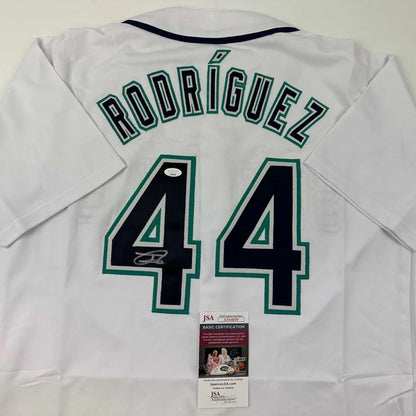 White custom Rodriguez 44 jersey with JSA sticker, perfect for sports league fans