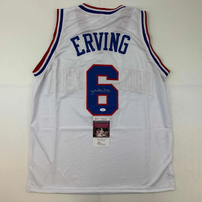 Autographed Julius Erving Dr. J Philadelphia White Basketball Jersey JSA COA | Hall of Fame Sports Memorabilia | vintageantiquesgifts.com