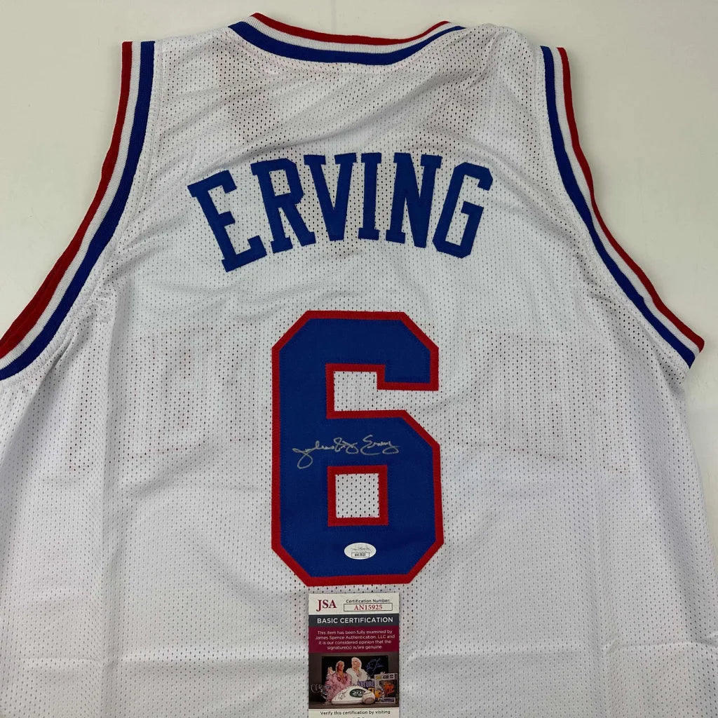 Autographed Julius Erving Dr. J Philadelphia White Basketball Jersey JSA COA | Certified Authentic Signed Memorabilia | vintageantiquesgifts.com