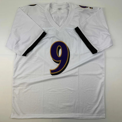 Autographed Justin Tucker Baltimore White Football Jersey JSA COA | Authenticated Signed Sports Jersey | vintageantiquesgifts.com