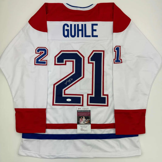 Autographed Kaiden Guhle Montreal White Hockey Jersey JSA COA | Hall of Fame Sports Memorabilia | vintageantiquesgifts.com