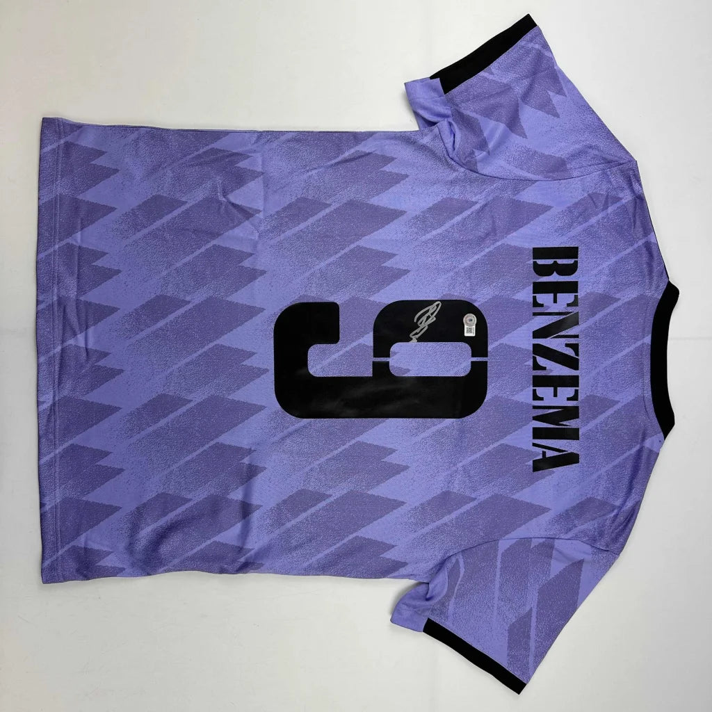 Autographed Karim Benzema Real Madrid 2022-23 Purple Soccer Jersey Beckett BAS COA | Hall of Fame Sports Memorabilia | vintageantiquesgifts.com