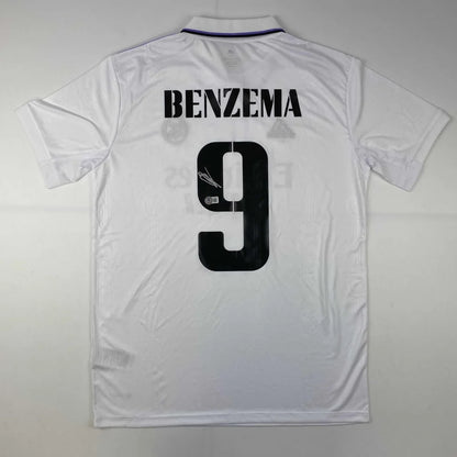 Autographed Karim Benzema Real Madrid 2022-23 White Soccer Jersey Beckett BAS COA | Hall of Fame Sports Memorabilia | vintageantiquesgifts.com