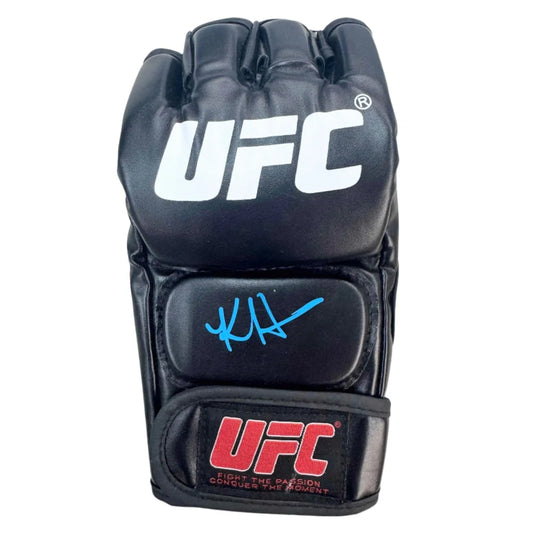 Black UFC MMA glove with blue autograph from Authentic UFC Fighter Signed Glove