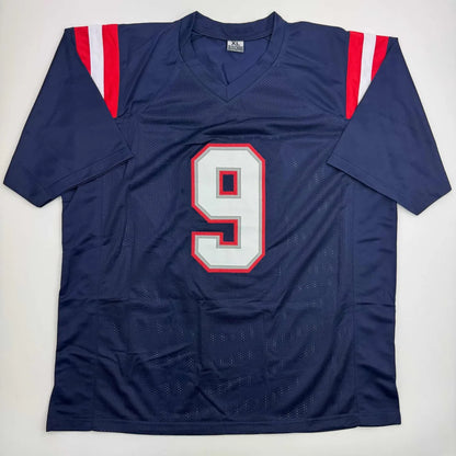 Autographed Kayshon Boutte New England Blue Football Jersey Beckett BAS COA | Authenticated Signed Sports Jersey | vintageantiquesgifts.com