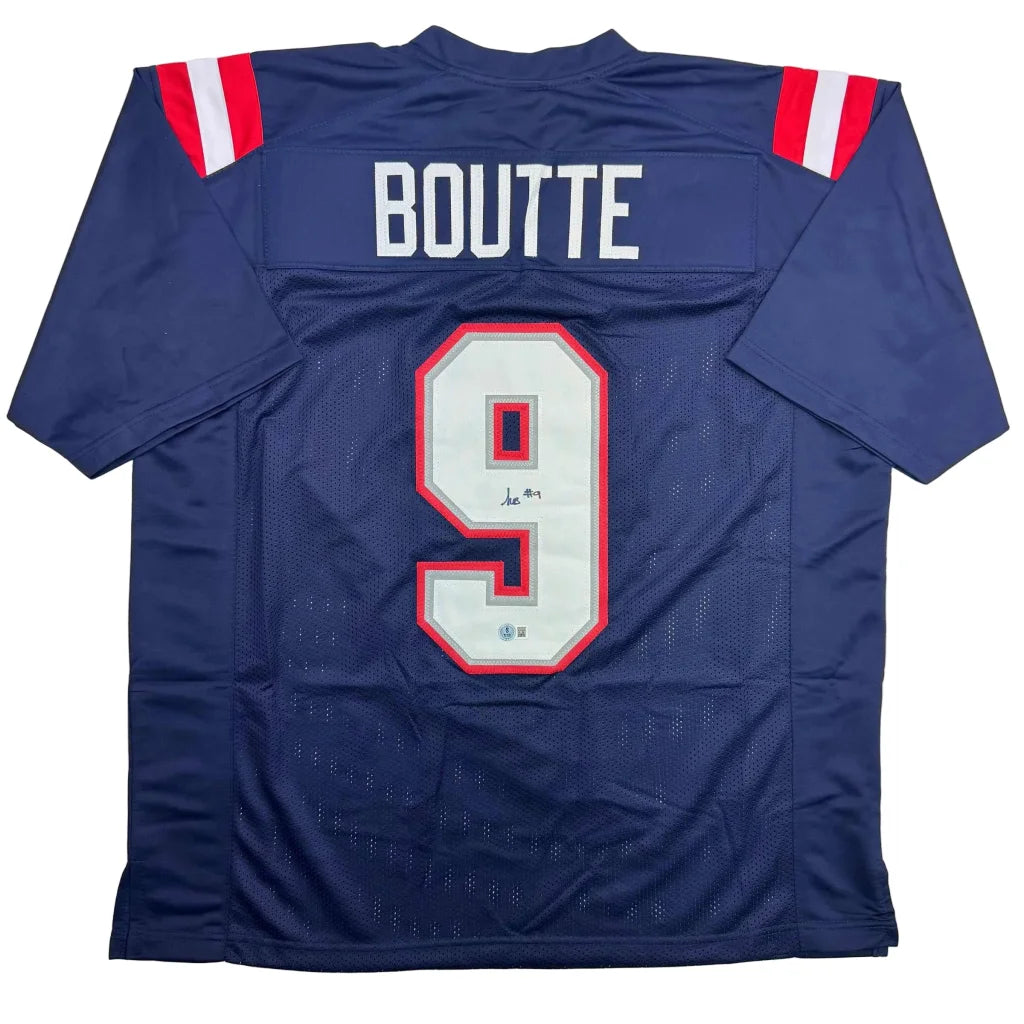 Autographed Kayshon Boutte New England Blue Football Jersey Beckett BAS COA | Hall of Fame Sports Memorabilia | vintageantiquesgifts.com