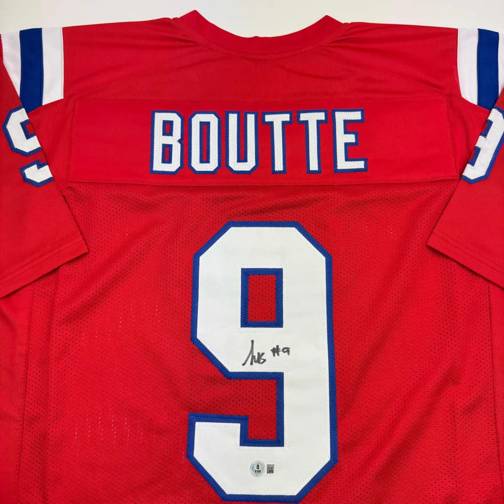 Autographed Kayshon Boutte New England Red Football Jersey Beckett BAS COA | Certified Authentic Signed Memorabilia | vintageantiquesgifts.com