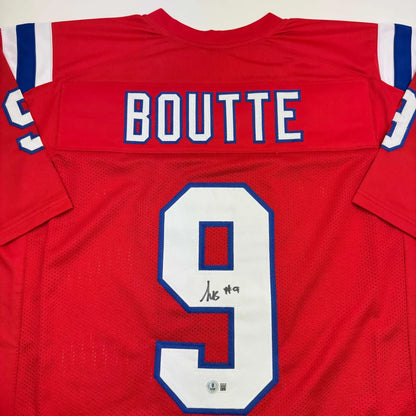 Autographed Kayshon Boutte New England Red Football Jersey Beckett BAS COA | Certified Authentic Signed Memorabilia | vintageantiquesgifts.com