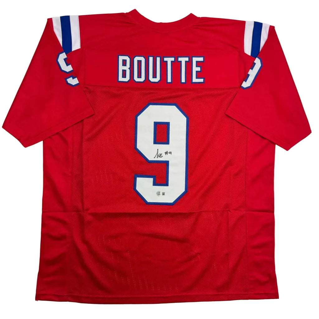 Autographed Kayshon Boutte New England Red Football Jersey Beckett BAS COA | Hall of Fame Sports Memorabilia | vintageantiquesgifts.com