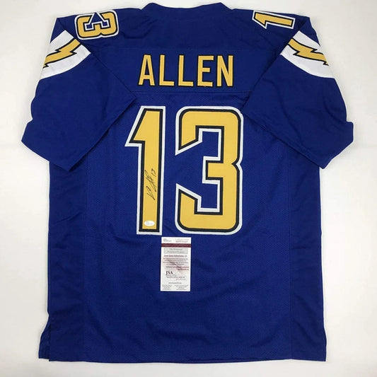 Back of autographed Keenan Allen custom jersey, blue Color Rush with name Allen number 13, JSA COA