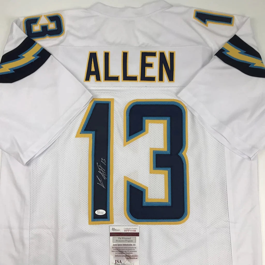 Autographed Keenan Allen white custom jersey back, number 13, JSA COA