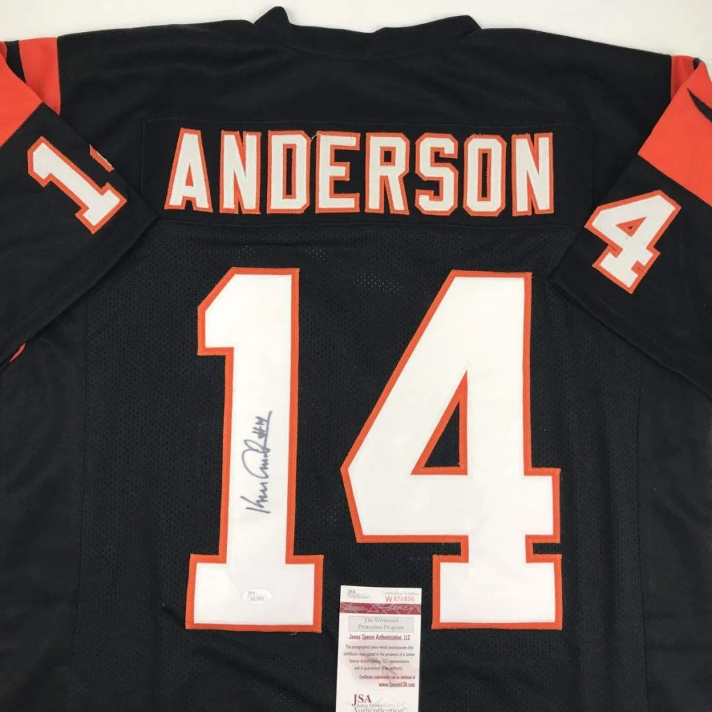Black custom jersey with ANDERSON 14, autograph, and authentication sticker for professional sports fans