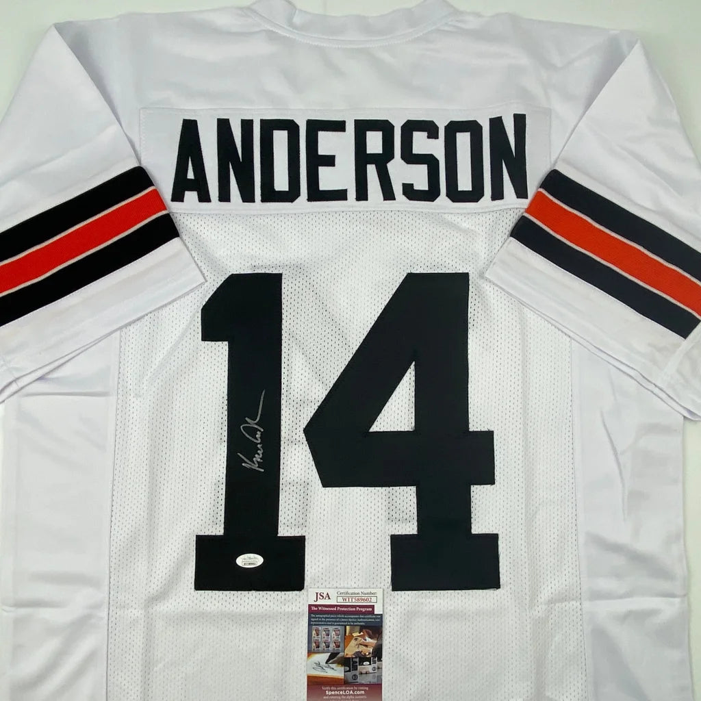 White Ken Anderson custom jersey with 14 autographed for professional sports fans