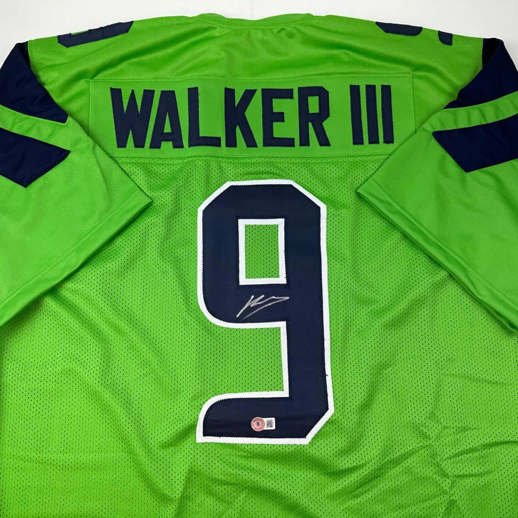 Green and blue custom jersey with number 9 from a professional sports league