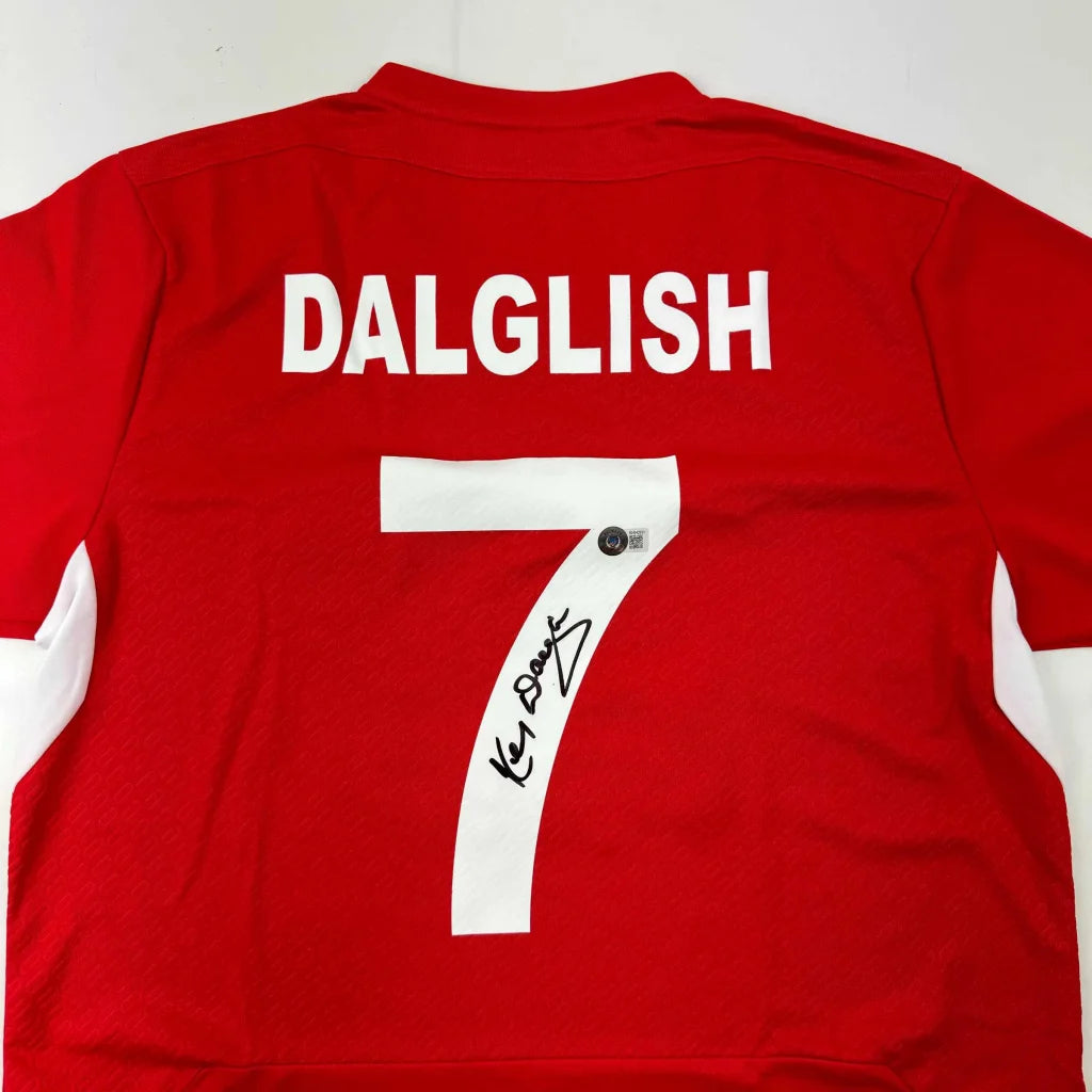 Autographed Kenny Dalglish Liverpool Red Carlsberg Soccer Jersey Beckett BAS COA | Certified Authentic Signed Memorabilia | vintageantiquesgifts.com