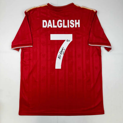 Signed Kenny Dalglish Liverpool FC red custom jersey, number 7