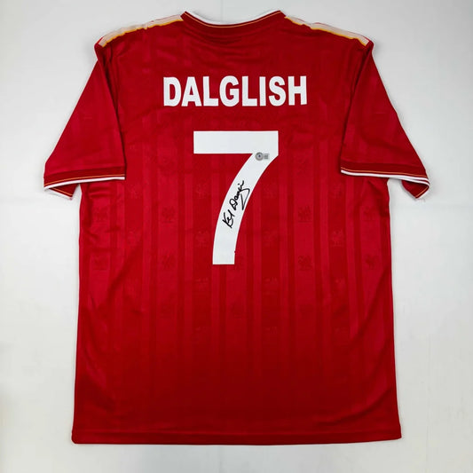 Signed Kenny Dalglish Liverpool FC red custom jersey, number 7