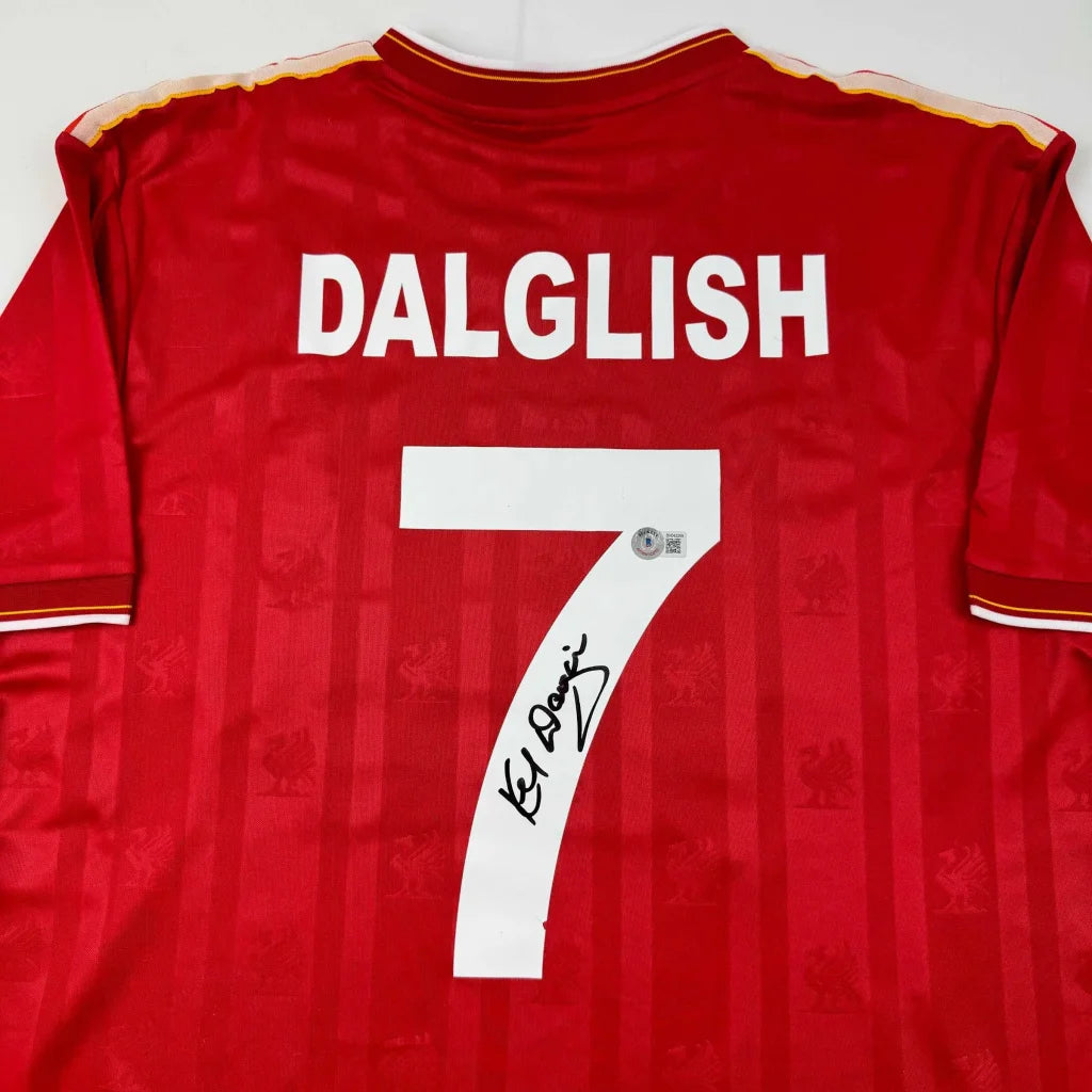 Autographed Kenny Dalglish Liverpool FC red custom jersey with number 7