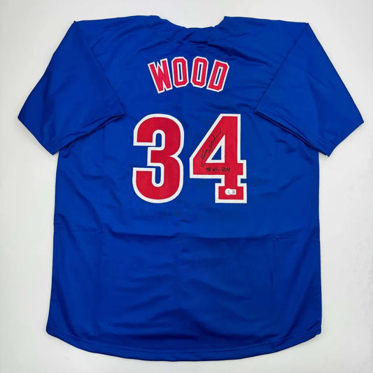 Autographed Kerry Wood 98 ROY Chicago Blue Baseball Jersey Beckett BAS COA | Hall of Fame Sports Memorabilia | vintageantiquesgifts.com