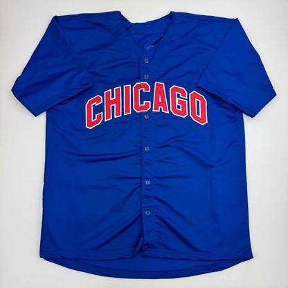Royal blue custom jersey with CHICAGO lettering for professional sports league fans