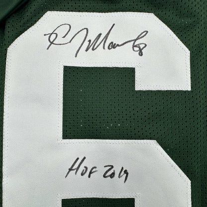 Autographed/Signed Kevin Mawae HOF 2019 New York Green Football Jersey Beckett BAS COA