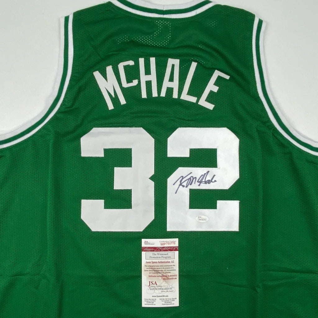 Green custom basketball jersey with McHale 32 autograph from Professional Sports League