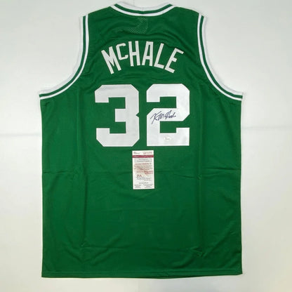 Autographed Kevin McHale custom green Boston jersey with number 32, JSA COA