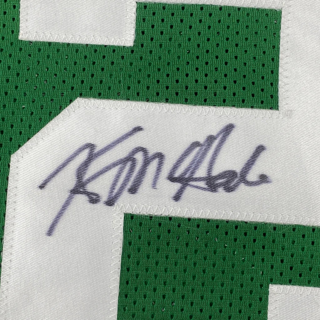 Green custom jersey from Professional Sports League with black marker autograph