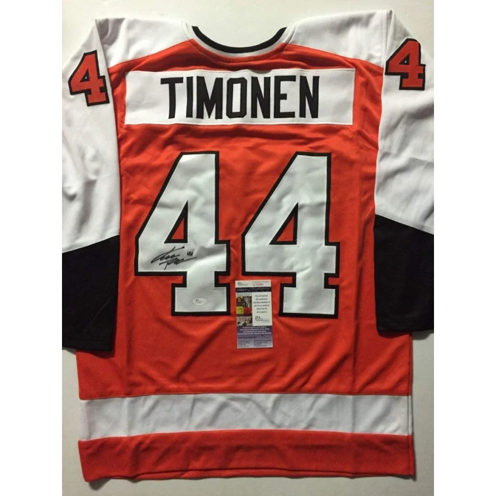 Autographed Kimmo Timonen Philadelphia Orange Hockey Jersey JSA COA | Hall of Fame Sports Memorabilia | vintageantiquesgifts.com