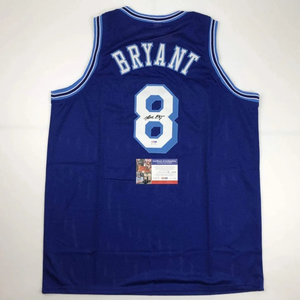 Autographed Kobe Bryant #8 Los Angeles LA Blue Retro Basketball Jersey PSA/DNA COA | Hall of Fame Sports Memorabilia | vintageantiquesgifts.com