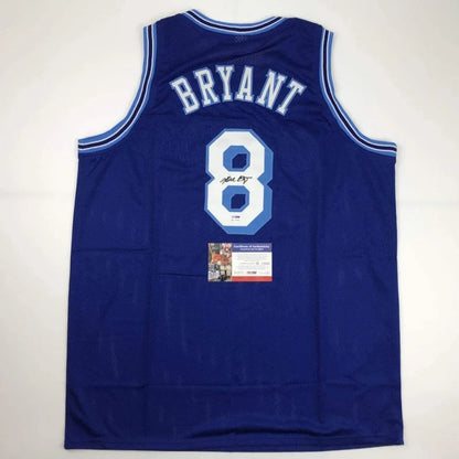 Autographed Kobe Bryant #8 Los Angeles LA Blue Retro Basketball Jersey PSA/DNA COA | Hall of Fame Sports Memorabilia | vintageantiquesgifts.com
