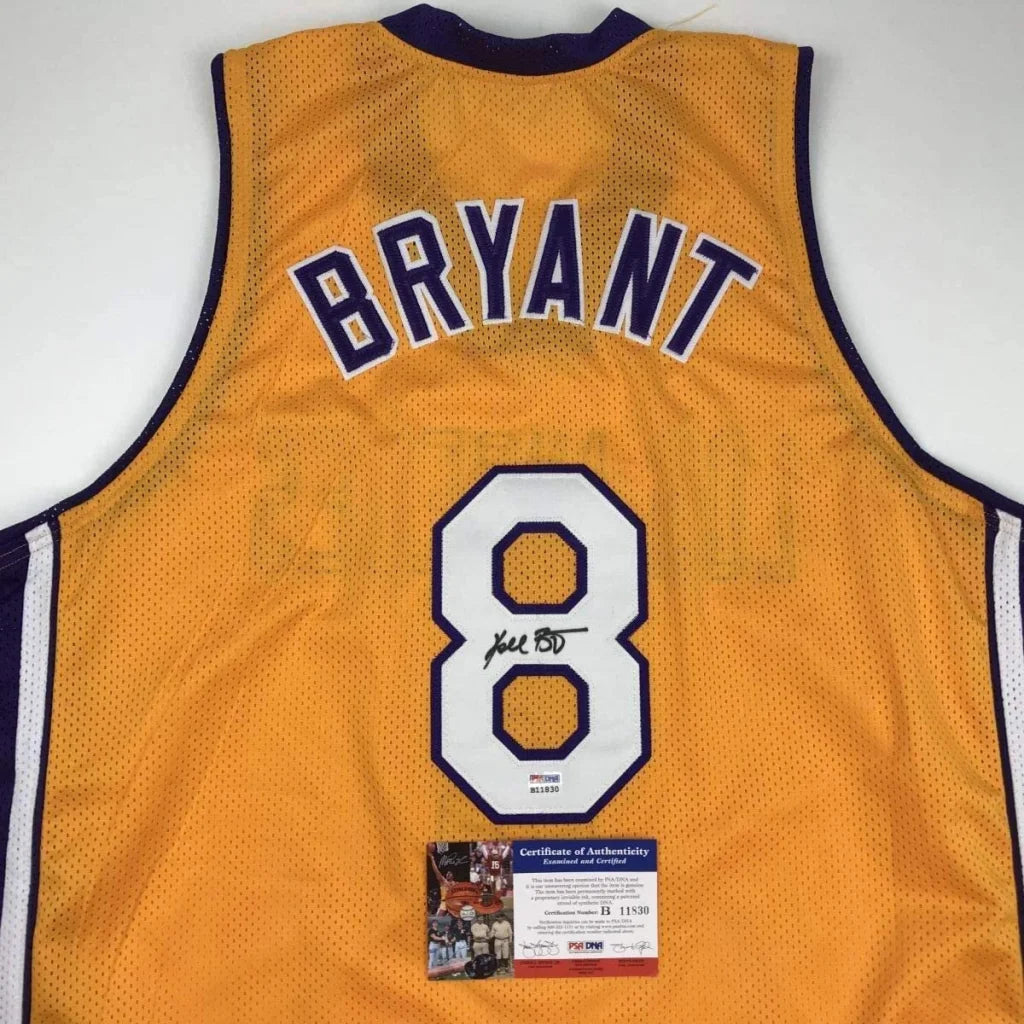Autographed Kobe Bryant #8 golden custom jersey with PSA/DNA COA