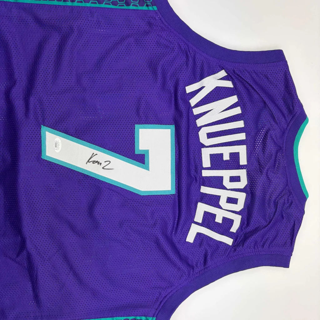 Autographed/Signed Kon Knueppel Charlotte Purple Basketball Jersey JSA COA
