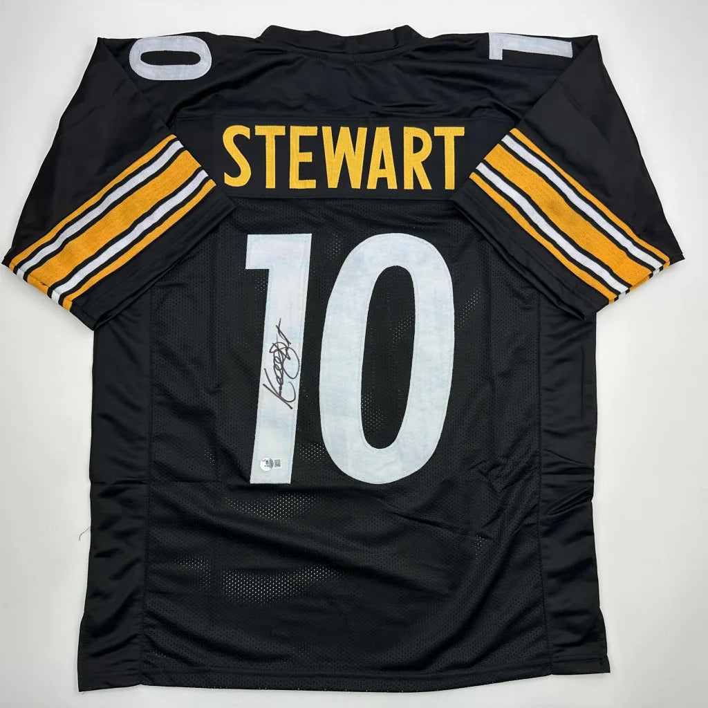 Autographed/Signed Kordell Stewart Pittsburgh Black Football Jersey Beckett BAS COA