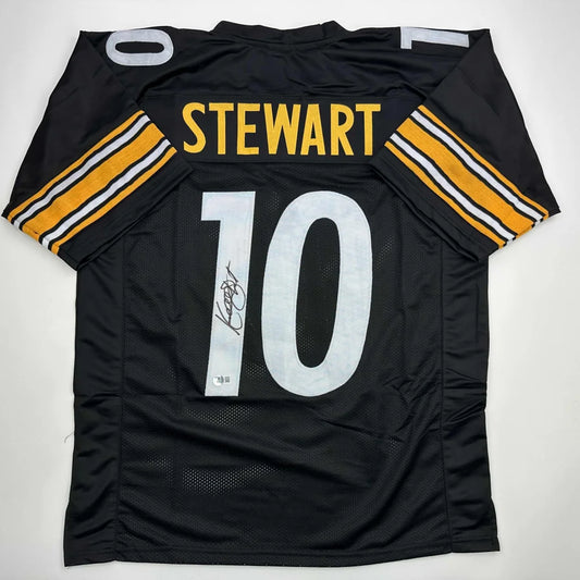 Black and yellow Pittsburgh Steelers custom jersey number 10 signed by pro sports legend
